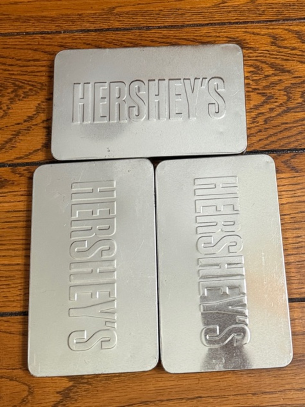 Collectible Hersheys Silver Metal Storage Tins - Set of 3